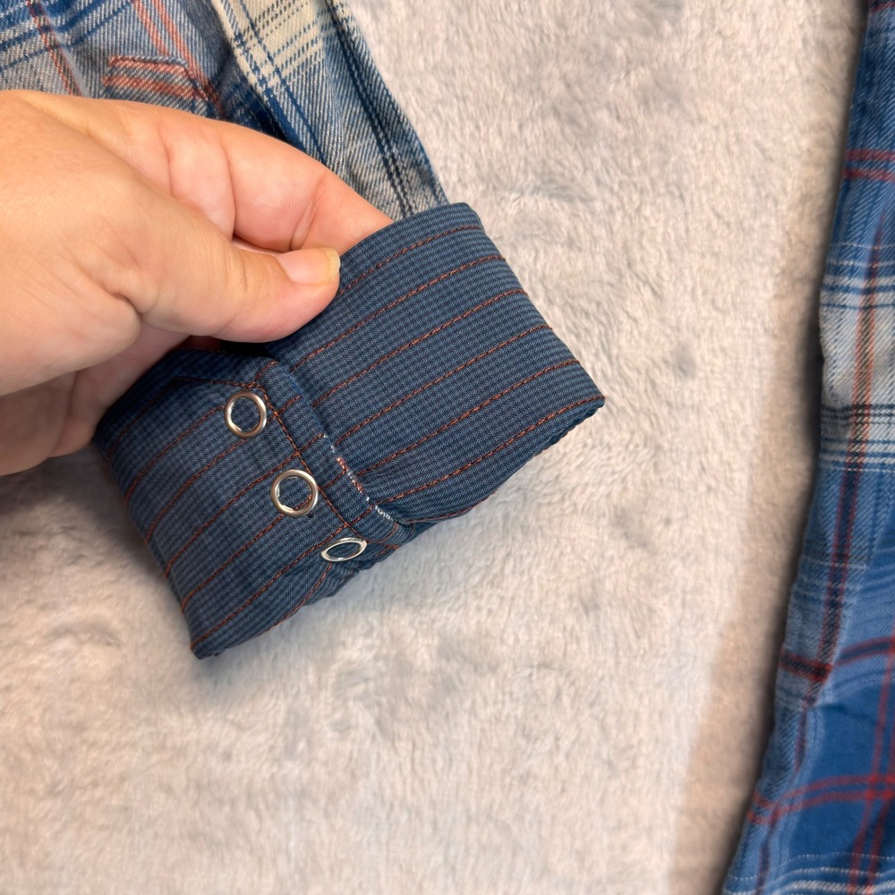 Kuhl Lowdown Flannel Shirt Mens XL Blue Plaid Snap Button Long Sleeve 7210 - Picture 13 of 13